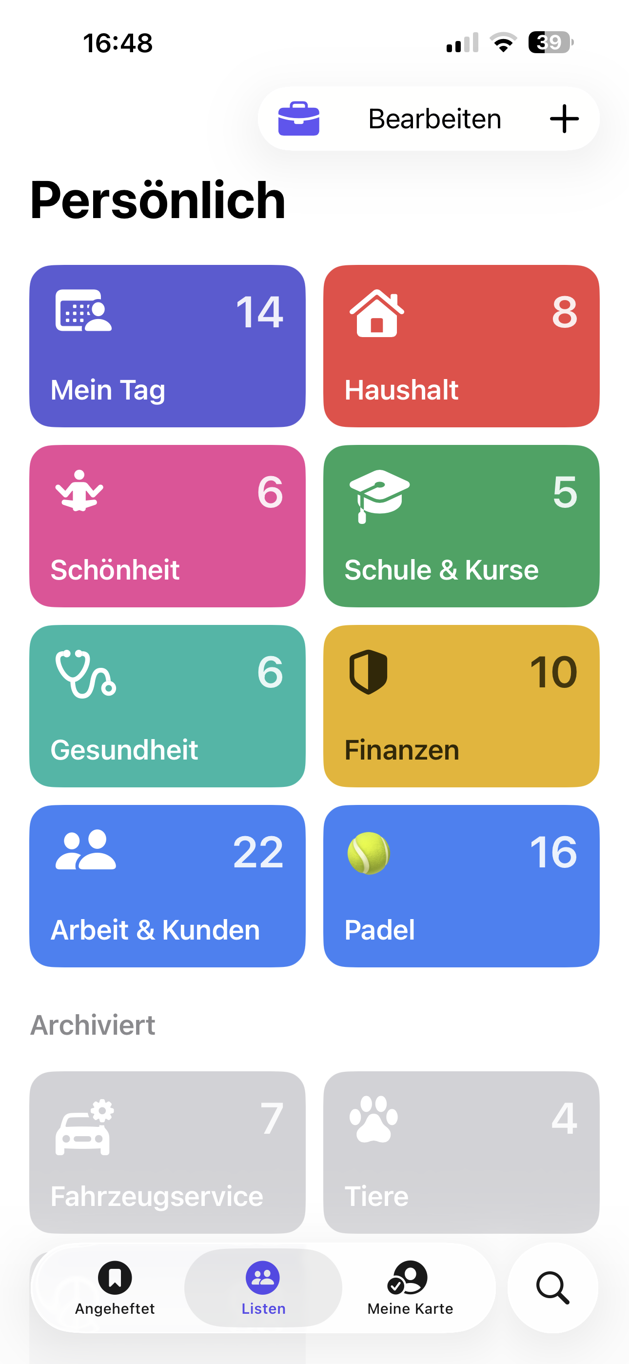 Persönlicher Bildschirm von Kinnavo