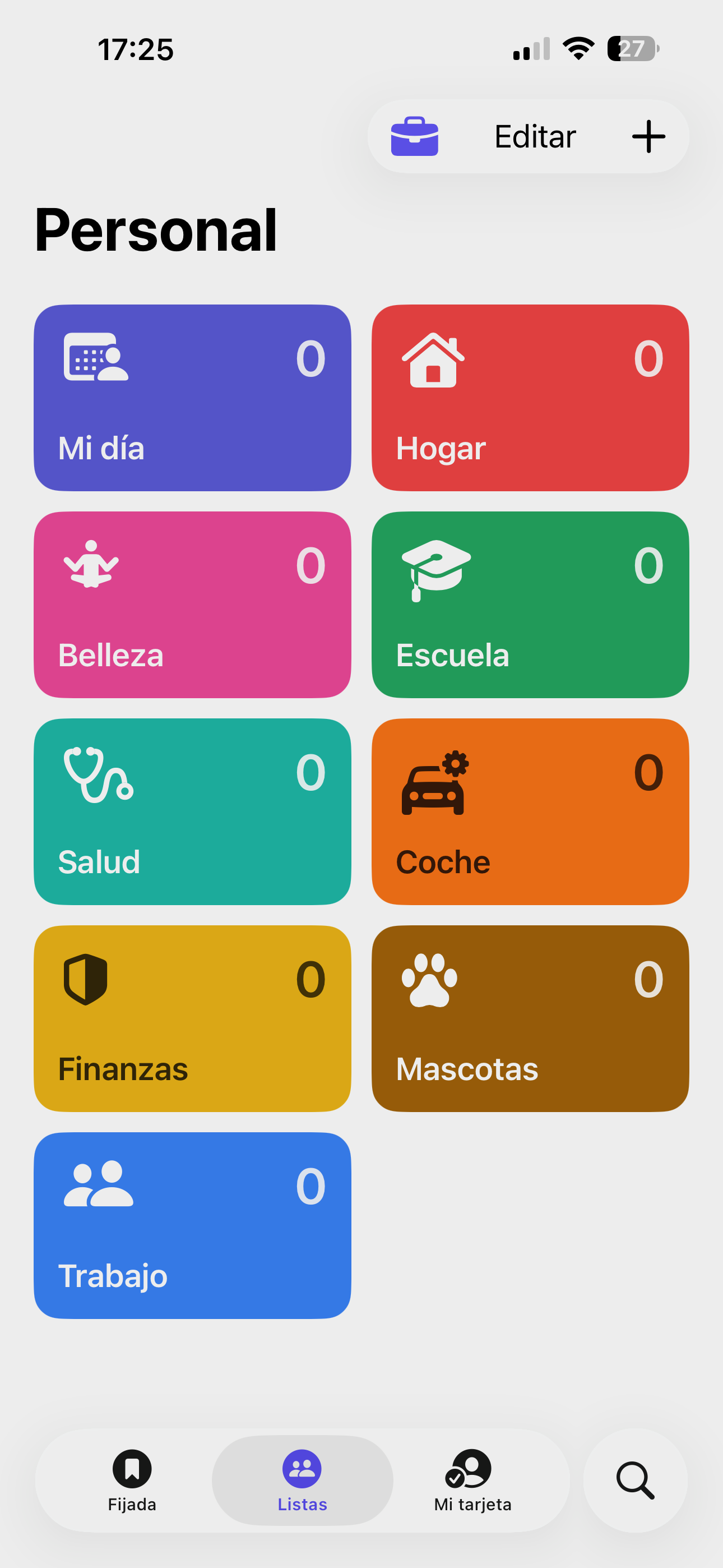 Pantalla Personal de Kinnavo