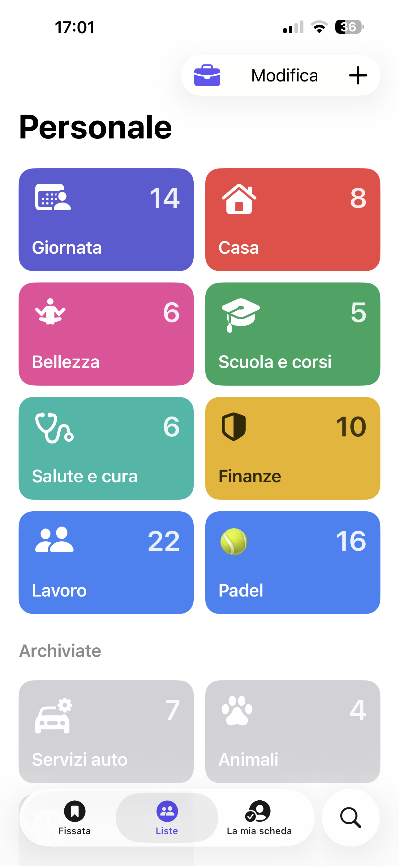Schermata Personale di Kinnavo