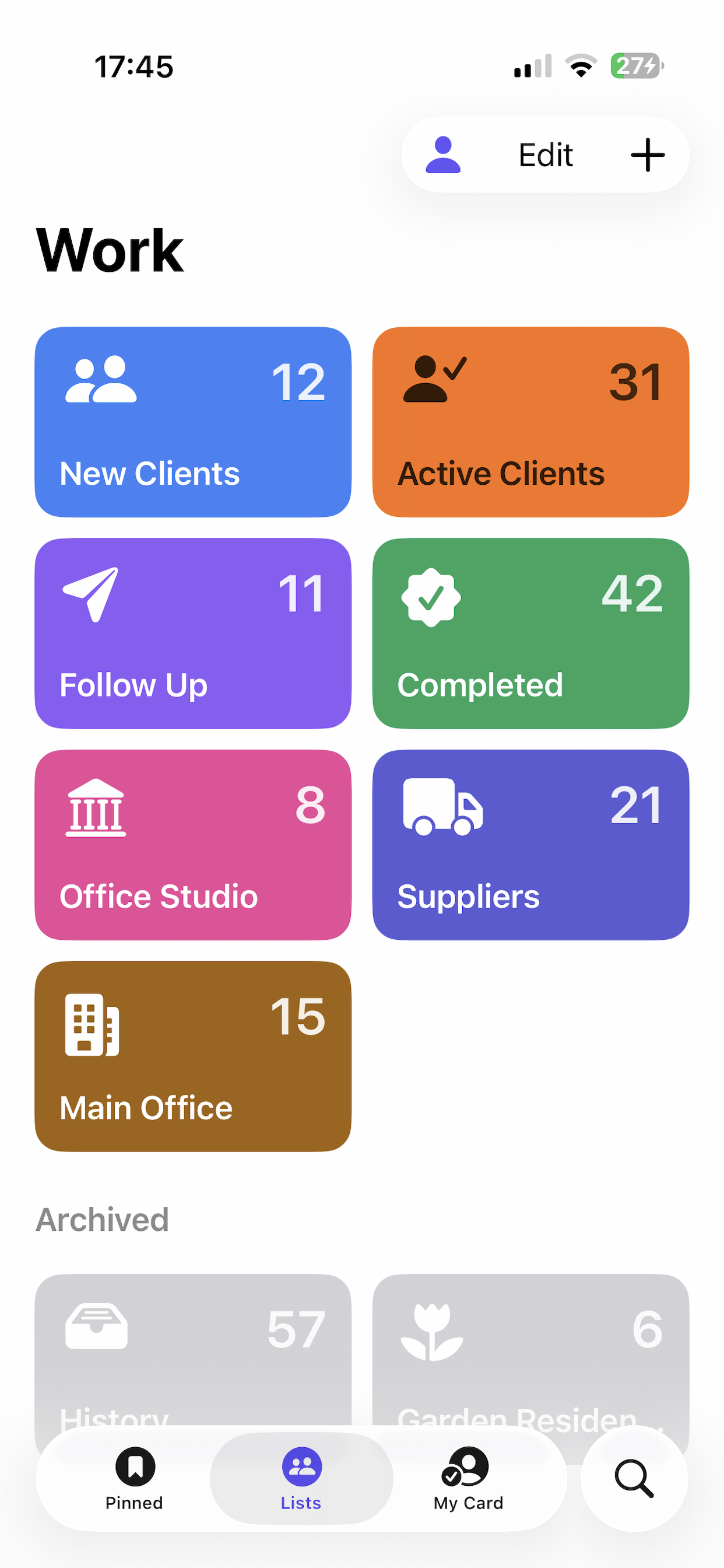 Kinnavo client service work lists screen