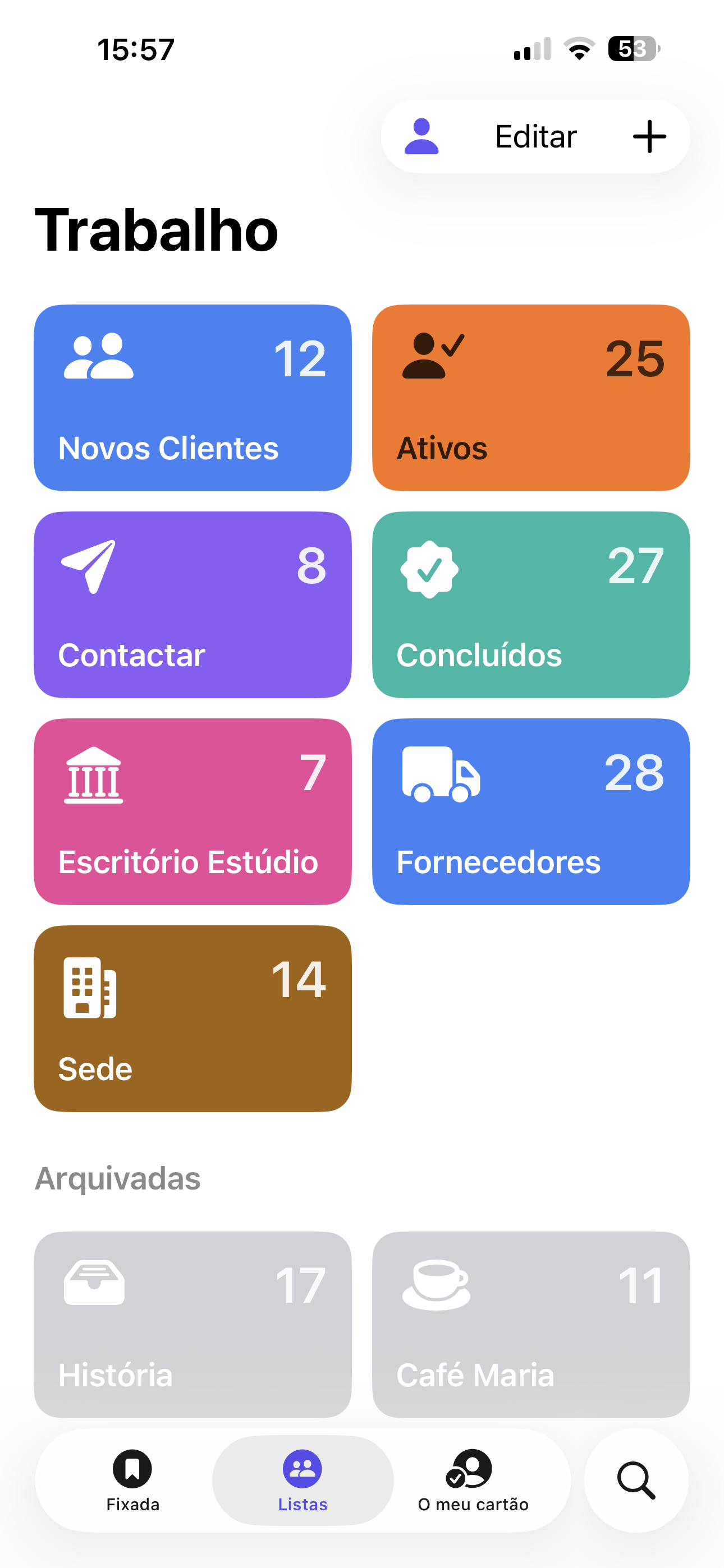 Tela de listas de trabalho para atendimento a clientes no Kinnavo