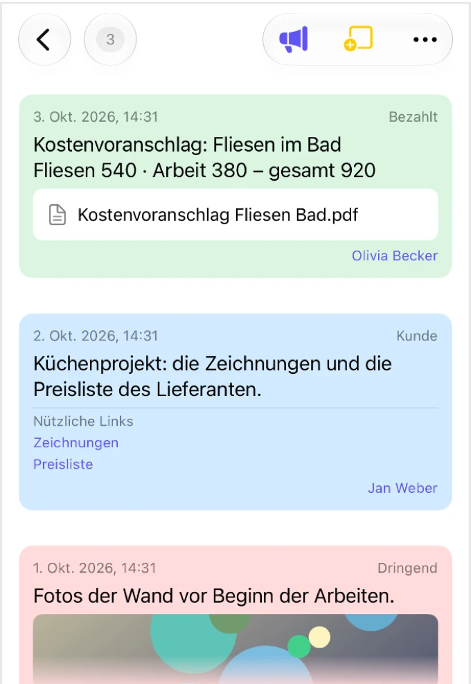 Kinnavo: Notizzettel für die Arbeit