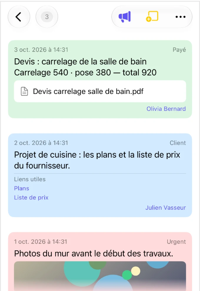 Kinnavo: Pense-bêtes pour le travail